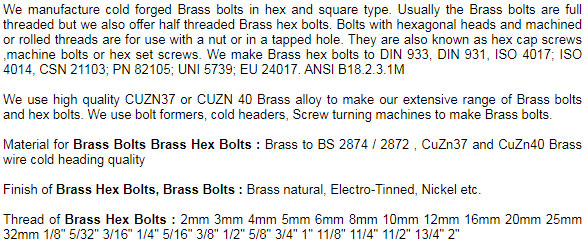 Brass Bolts Brass Hex Bolts Brass Nuts Bolts Brass Hexagonal Bolts